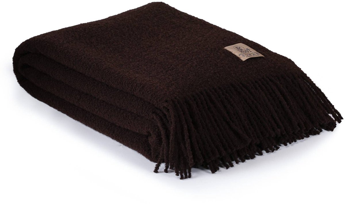 MoST - Wollen bouclé plaid Paris - 80% wol - 140 x 200 cm - donkerbruin