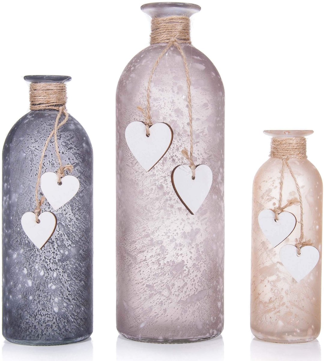 Omgoods - Set van 3 Decoratieve Vazen in Hartvorm