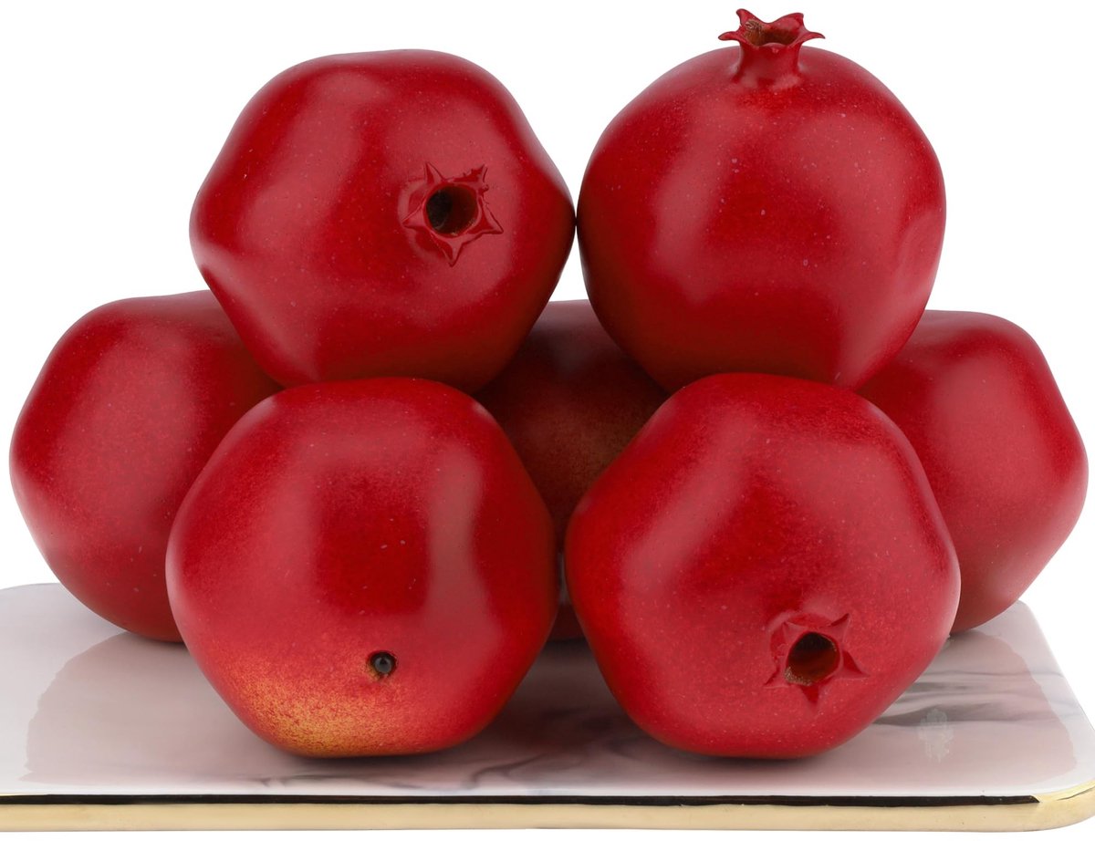 Omgoods - Set van 6 Realistische Kunstmatige Granaatappels voor Decoratie
