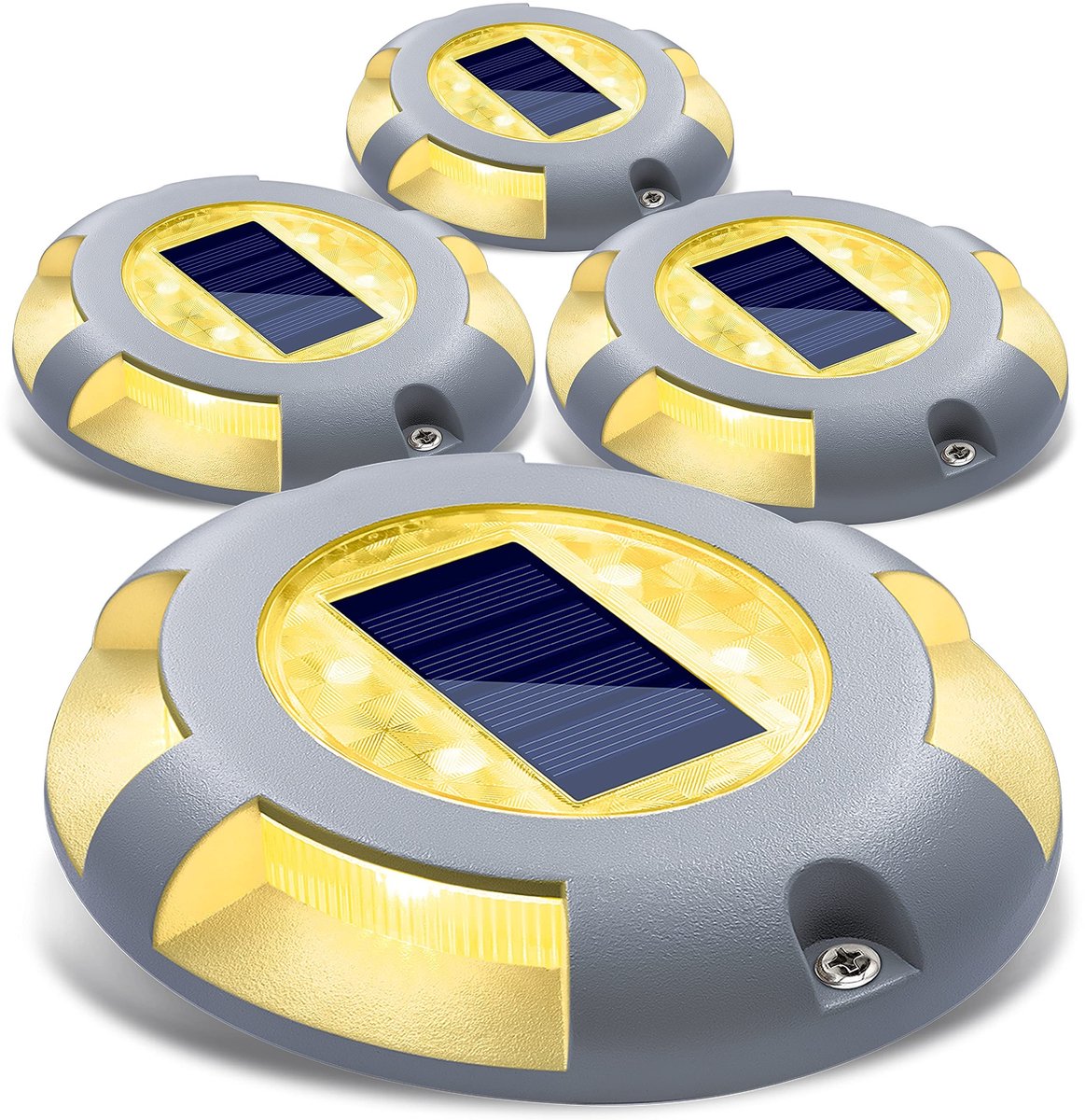 Omgoods - Set van 4 Solar Tuinlampen met Warm Witte LED Verlichting