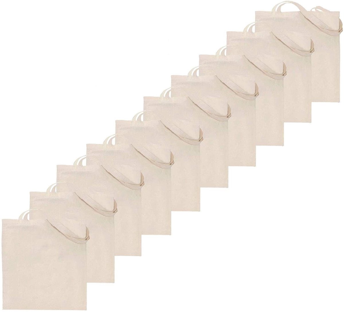 Omgoods - 10 Stuks Katoenen Canvas Tote Bags, Herbruikbaar en Sterk