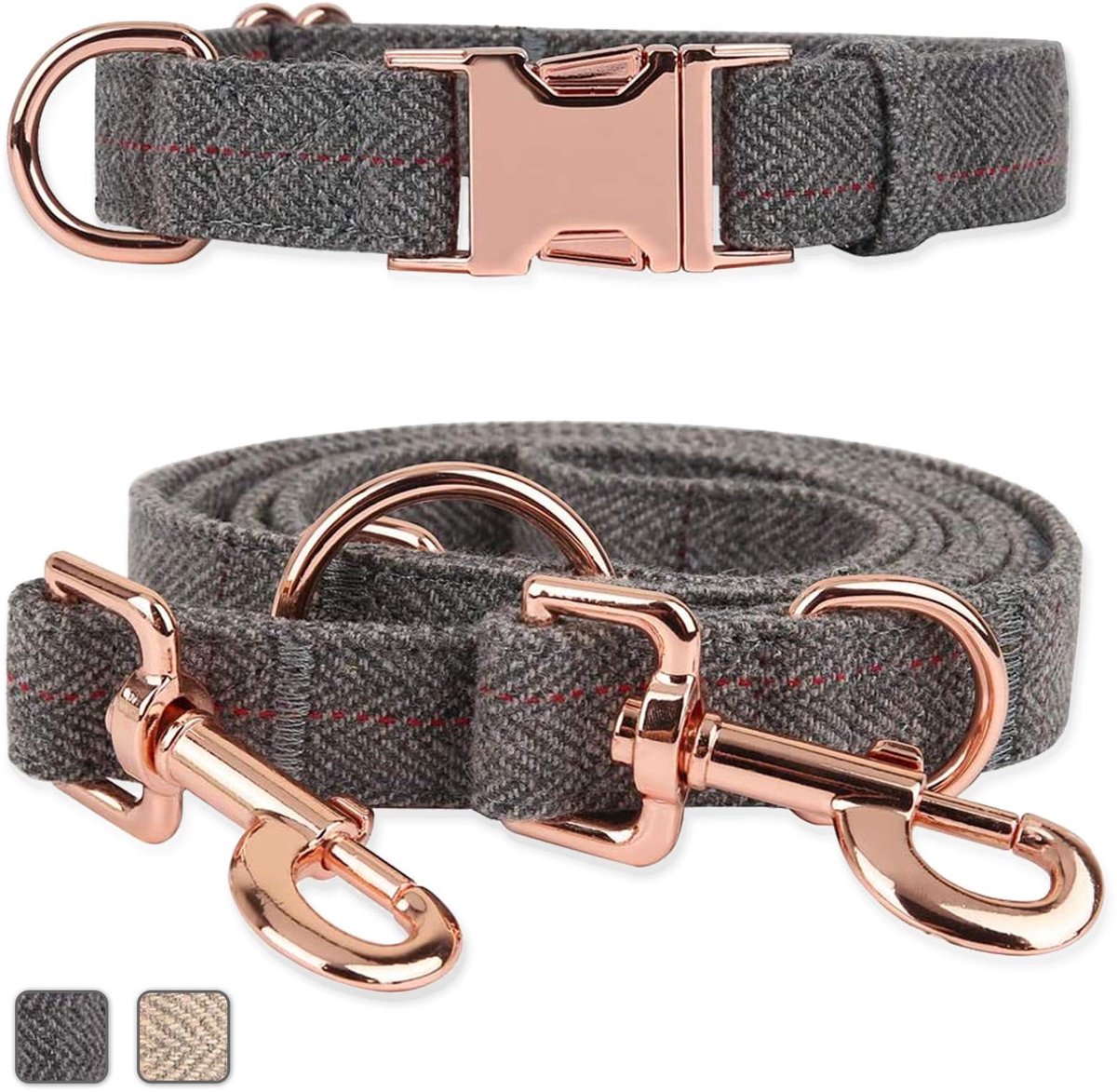 Omgoods - Roze Gouden Hondenhalsband en Leash Set van 2m