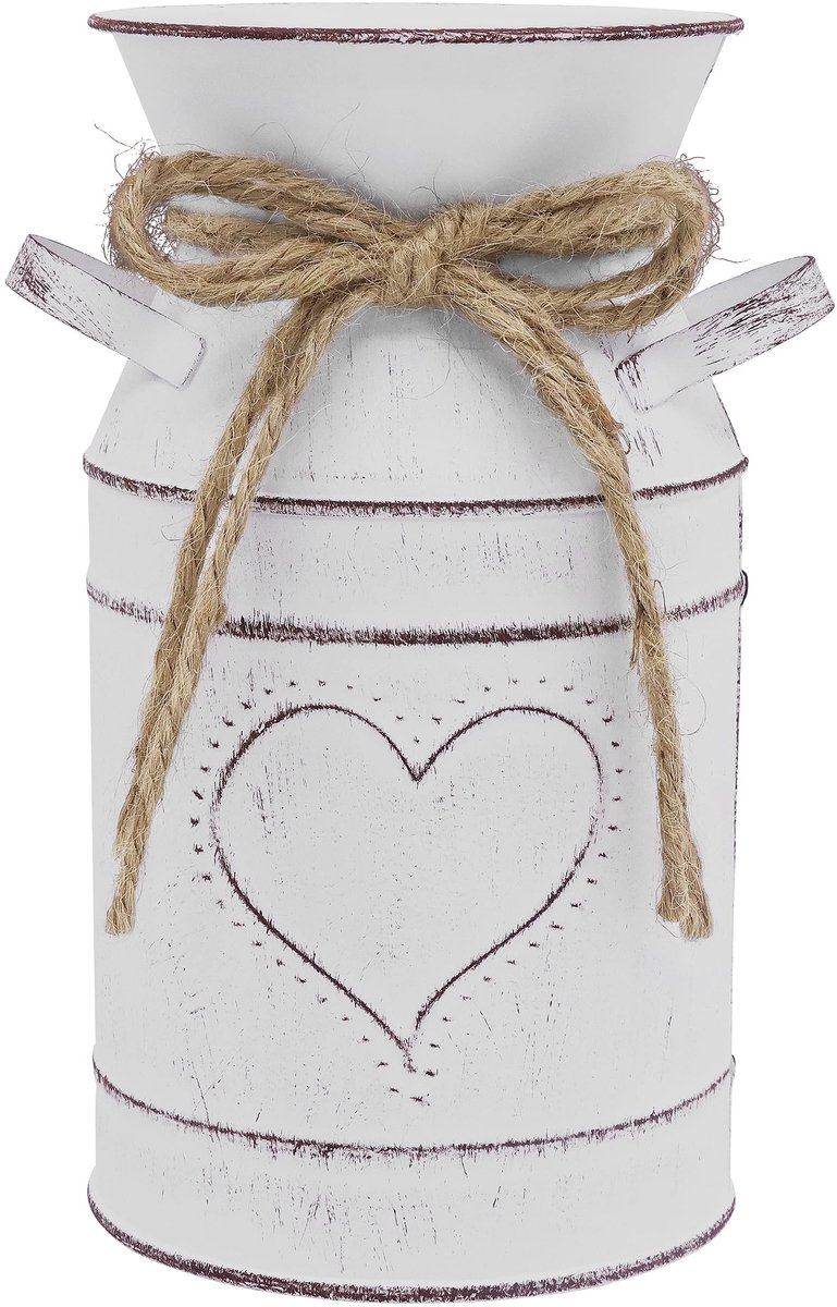 Omgoods - Vintage Hartvormige Bloememmer - Shabby Chic Decor Vaas met Handvat