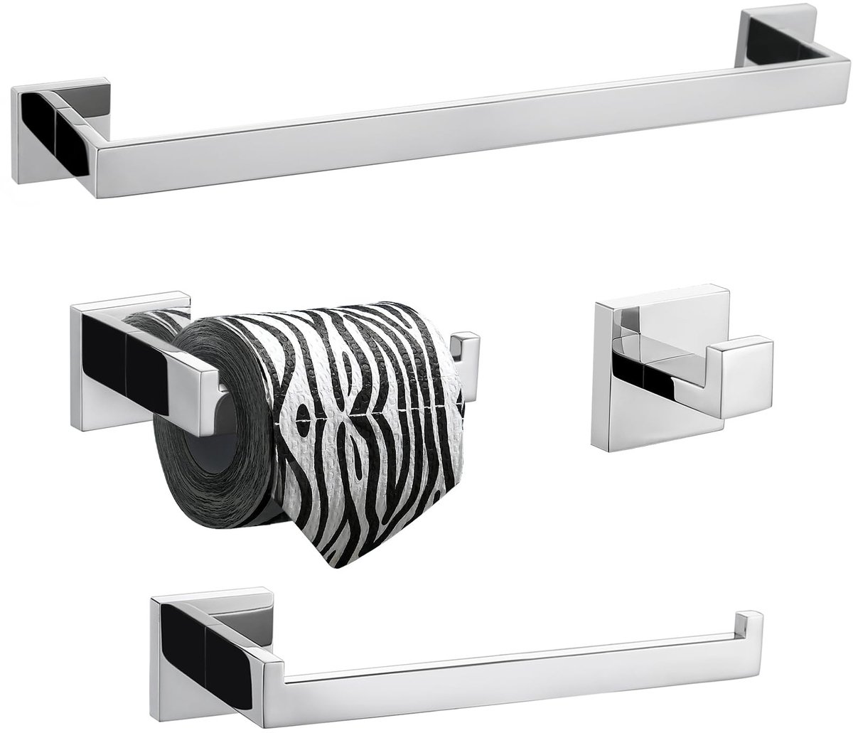 Omgoods - 4-Delige Badkamer Hardware Set - RVS Gepolijst
