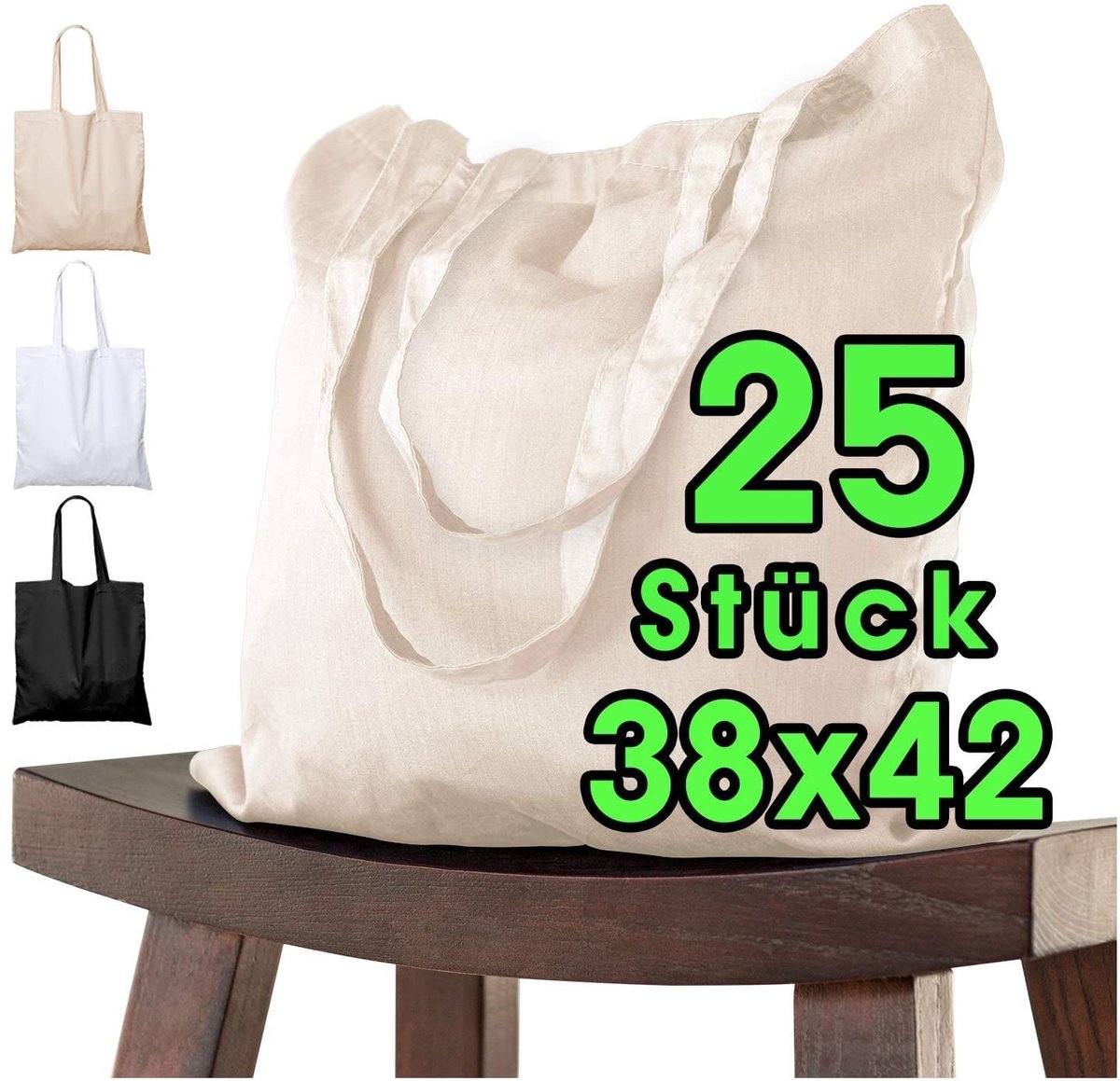 Omgoods - Set van 25 Katoenen Tasjes Natuurkleur