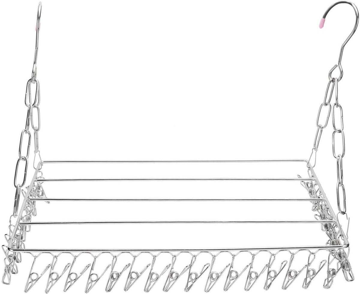 Omgoods- Wasdroogrek Roestvrij staal - Opvouwbaar Kledingdroogrek - 36 Clips - Winddicht Hanger - Voor Handdoeken/Lingerie - 40cm Lengte - Kledinghanger