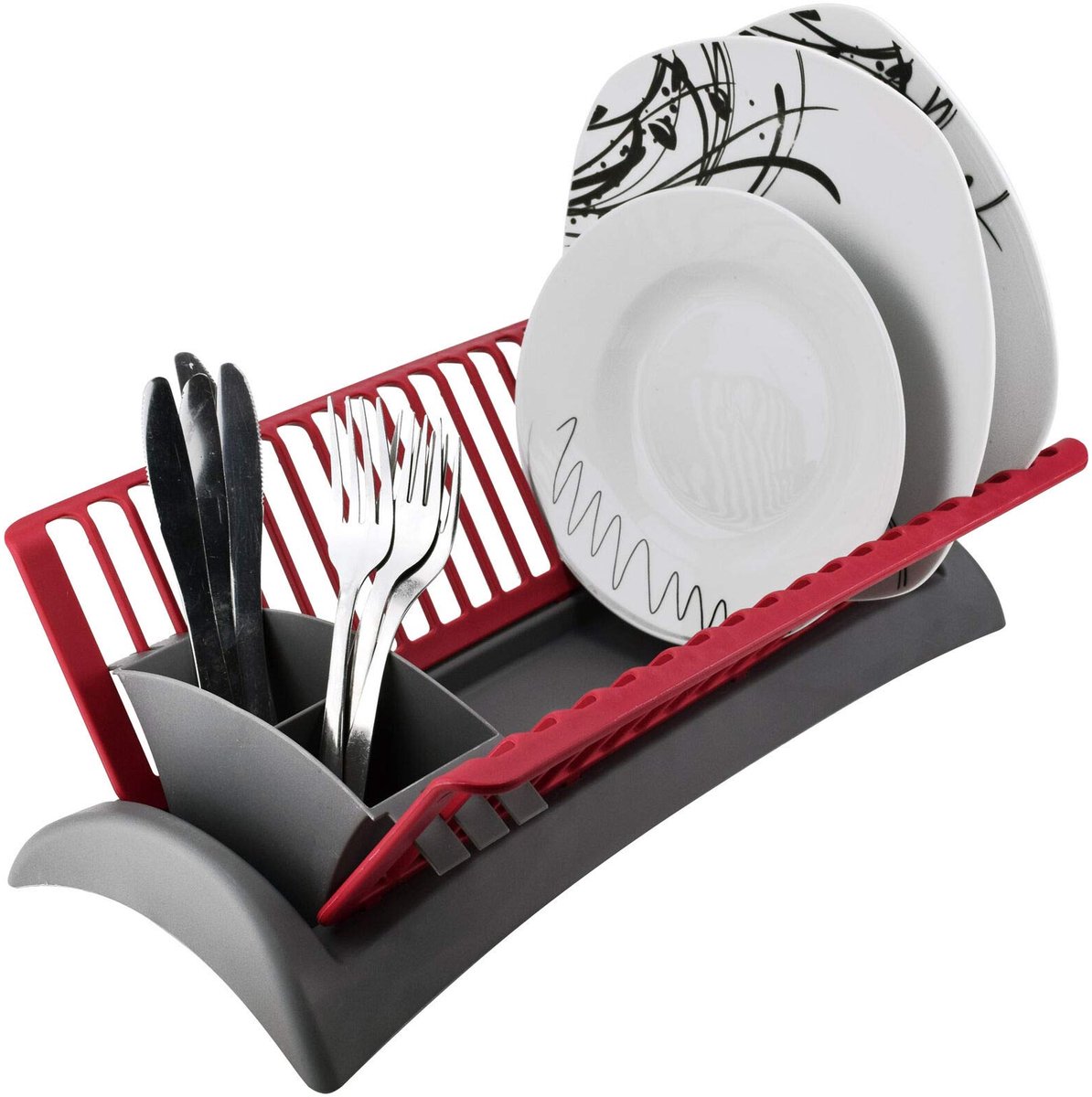 Omgoods - Compacte Plastic Drainer met Druipbak en Verstelbaar Bestekvak