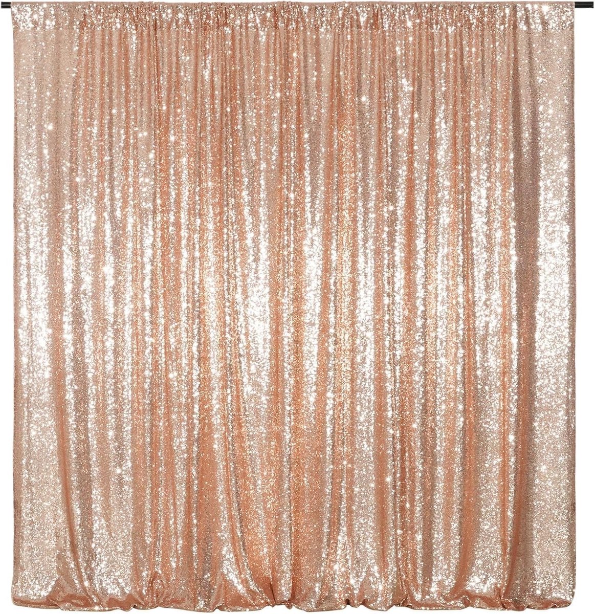 Omgoods - 183x213cm Rose Gouden Pailletten Achtergrond Stof voor Bruiloft en Feesten