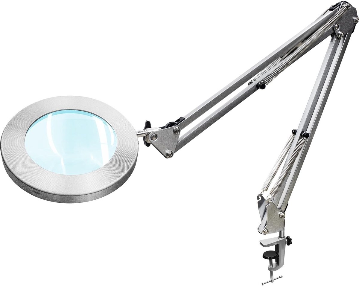 Omgoods - Vergrotende Lamp - 105 mm, 5 Dioptrie, 3 Kleuren, 10 Helderheidsniveaus, Zilver