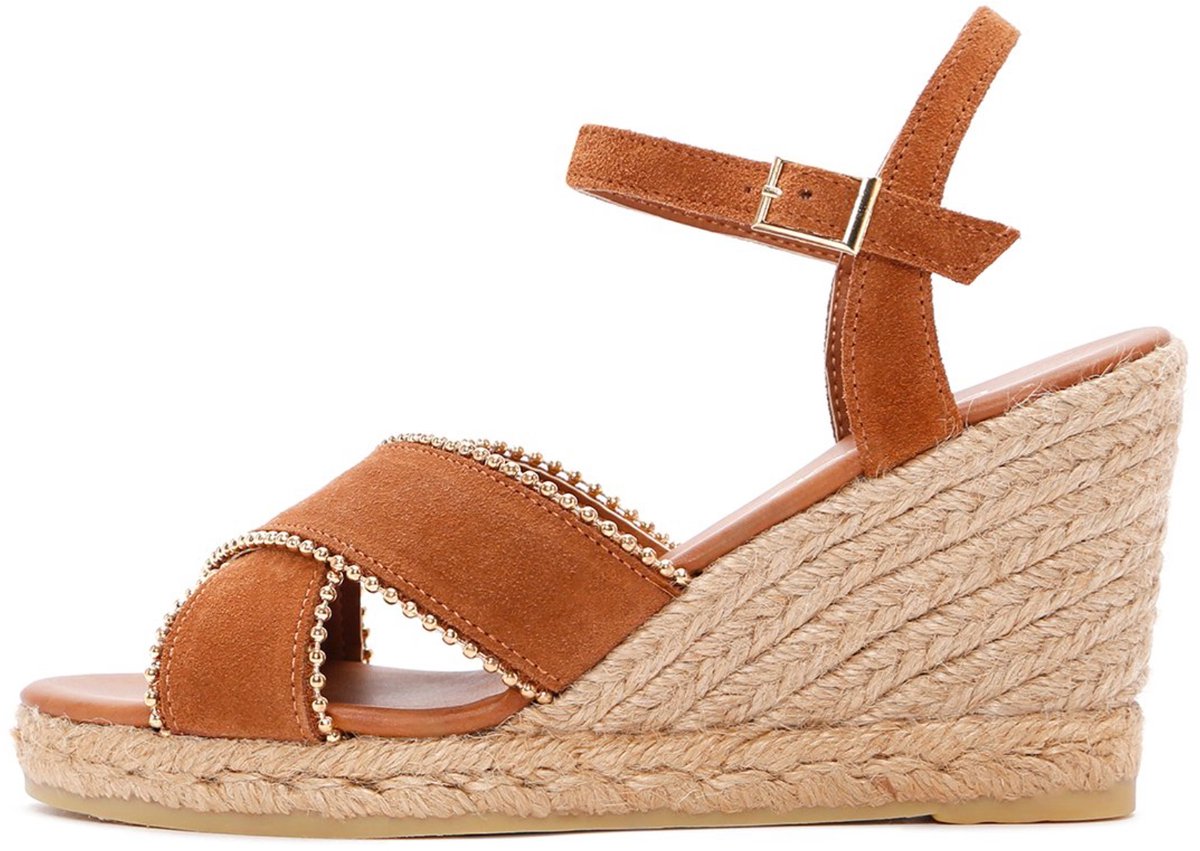 DERIMOD Wedge Heeled Sandals Suede Leather Wedge Heeled Sandals