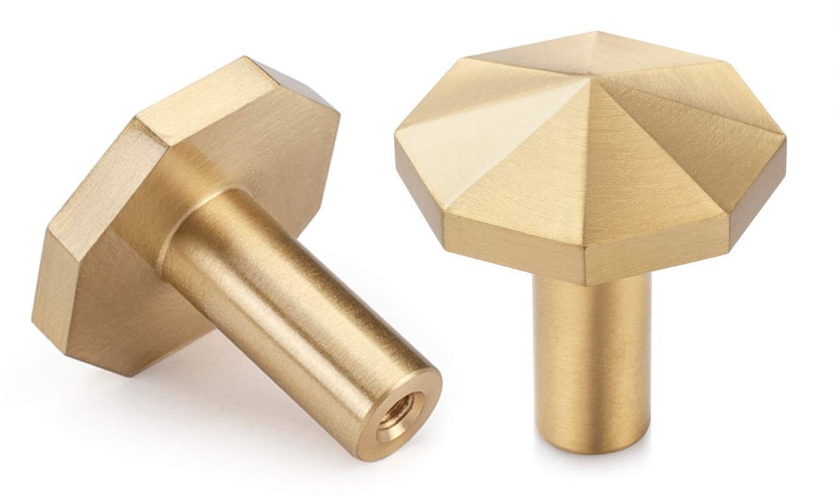 Omgoods - Set van 4 Messing Wandhaken Goud Octagon Decoratief