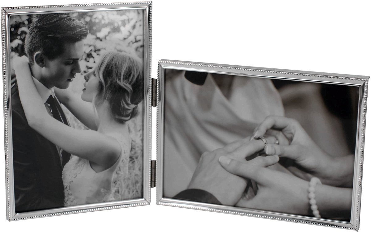 Omgoods - Opvouwbare Metaal Fotolijsten 4x6 Inch (Zilver) (Set van 2)