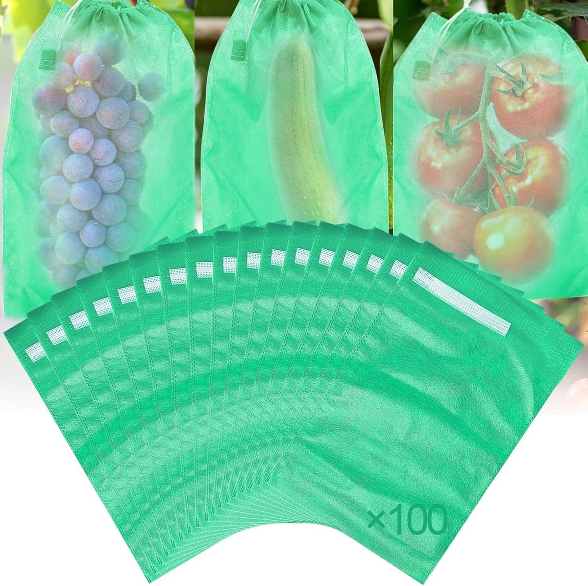Set van 100 beschermhoezen voor druiven, 20 x 30 cm, niet-geweven stof, fruitbescherming, insectenwering, tuinaccessoires, bescherming tegen wespen