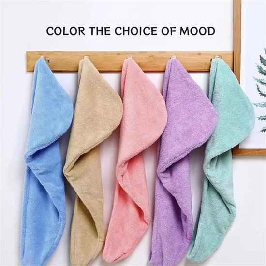 Haardroog Turban - Haardroogkap Dames - Snel Haar Drogen - Absorberende Stof - 25x60cm - Color 4 — afbeelding 5