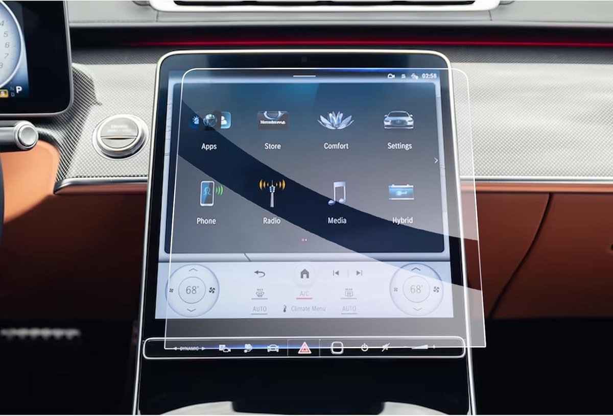 Navigatiebeschermfolie voor 12.8 inch MBUX Touchscreen van Mercedes-Benz EQE SUV en S-Class W223, 9H krasbestendig, accessoires voor voertuigen 2021-2026