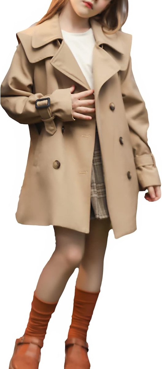 amropi Trenchcoat voor meisjes, enkele rij knopen, windjack, outwear met riem, voor 4-17 jaar