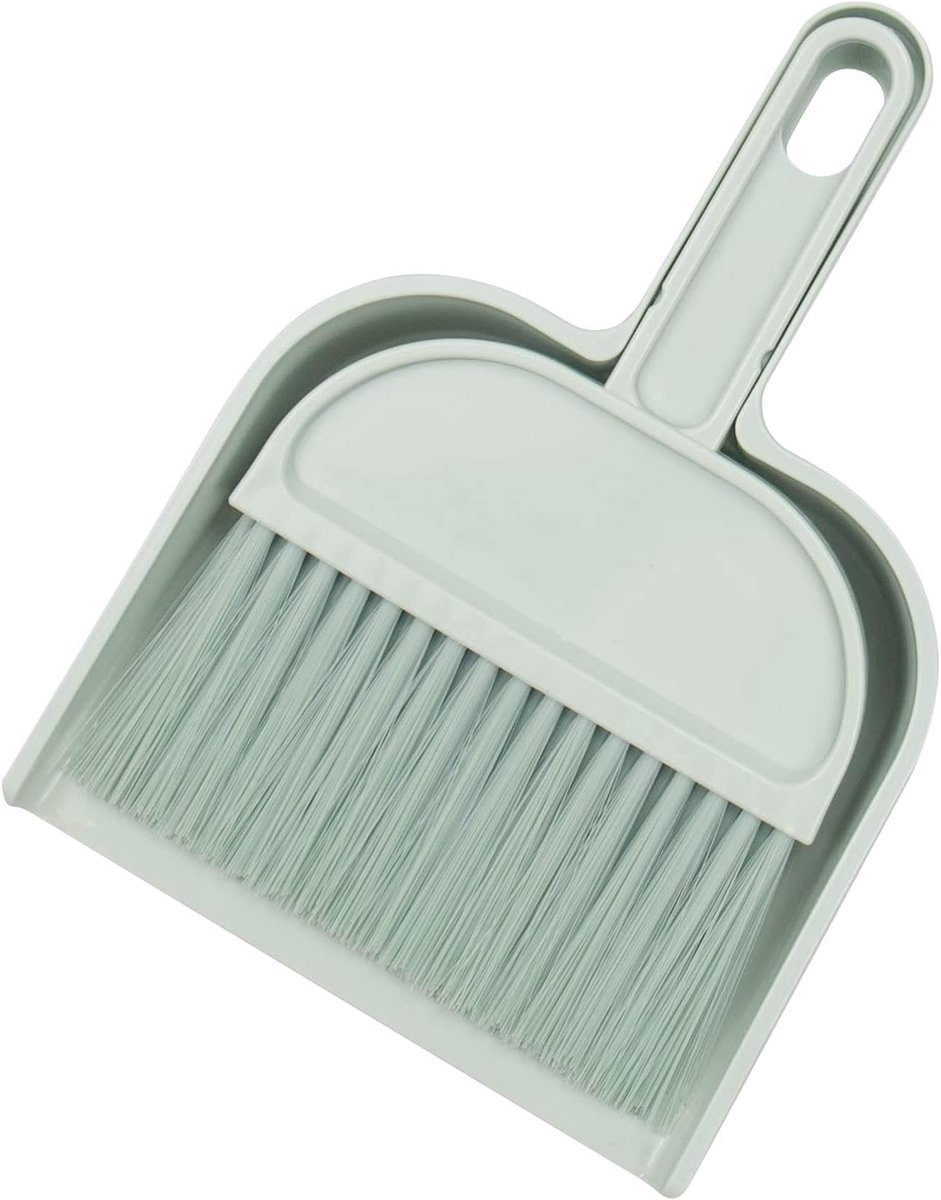 reinigingsborstel en stofpan set, kleine bezem- en stofpanreinigingsset, veegset, stofpan, handborstel, draagbare tafelborstelset voor kantoor, thuis, desktop, toonbank, toetsenbord