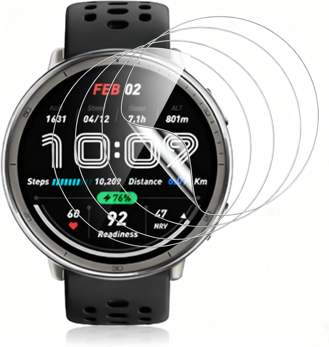 4 stuks beschermfolie voor Amazfit Active 2 displaybescherming, flexibele TPU-folie, zonder luchtbellen, HD helder, krasbestendige displaybeschermfolie, volledige afdekking, displayfolie voor