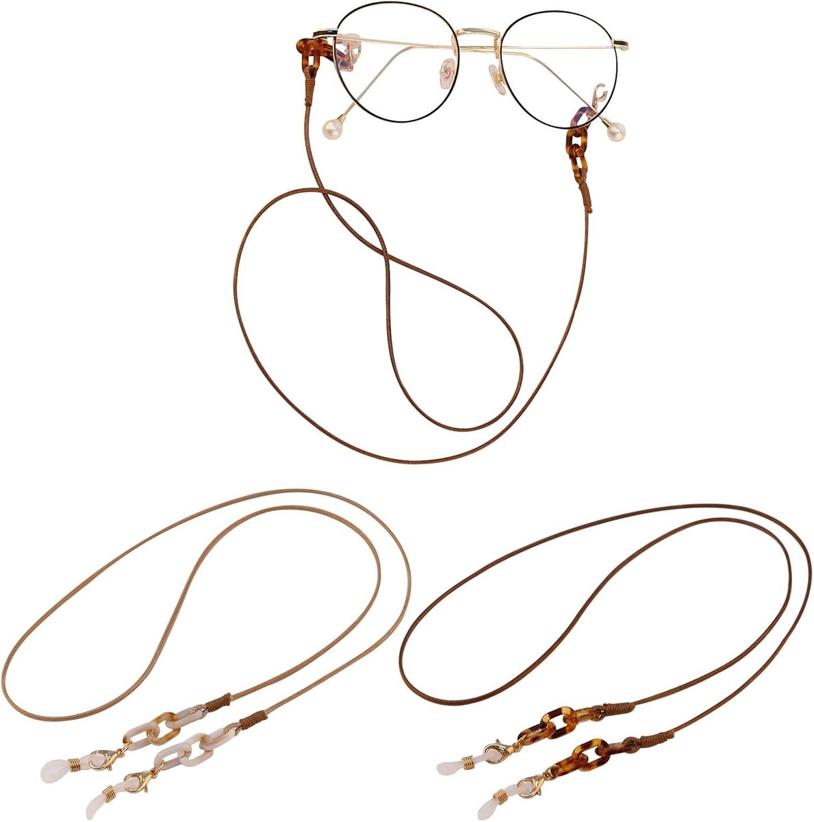 2 stuks brillenbanden voor dames en heren, brillenketting, 73,5 cm, maskerketting, brilbanden voor leesbrillen, zonnebrillen, veiligheidsbrillen, sport (2 stijlen)