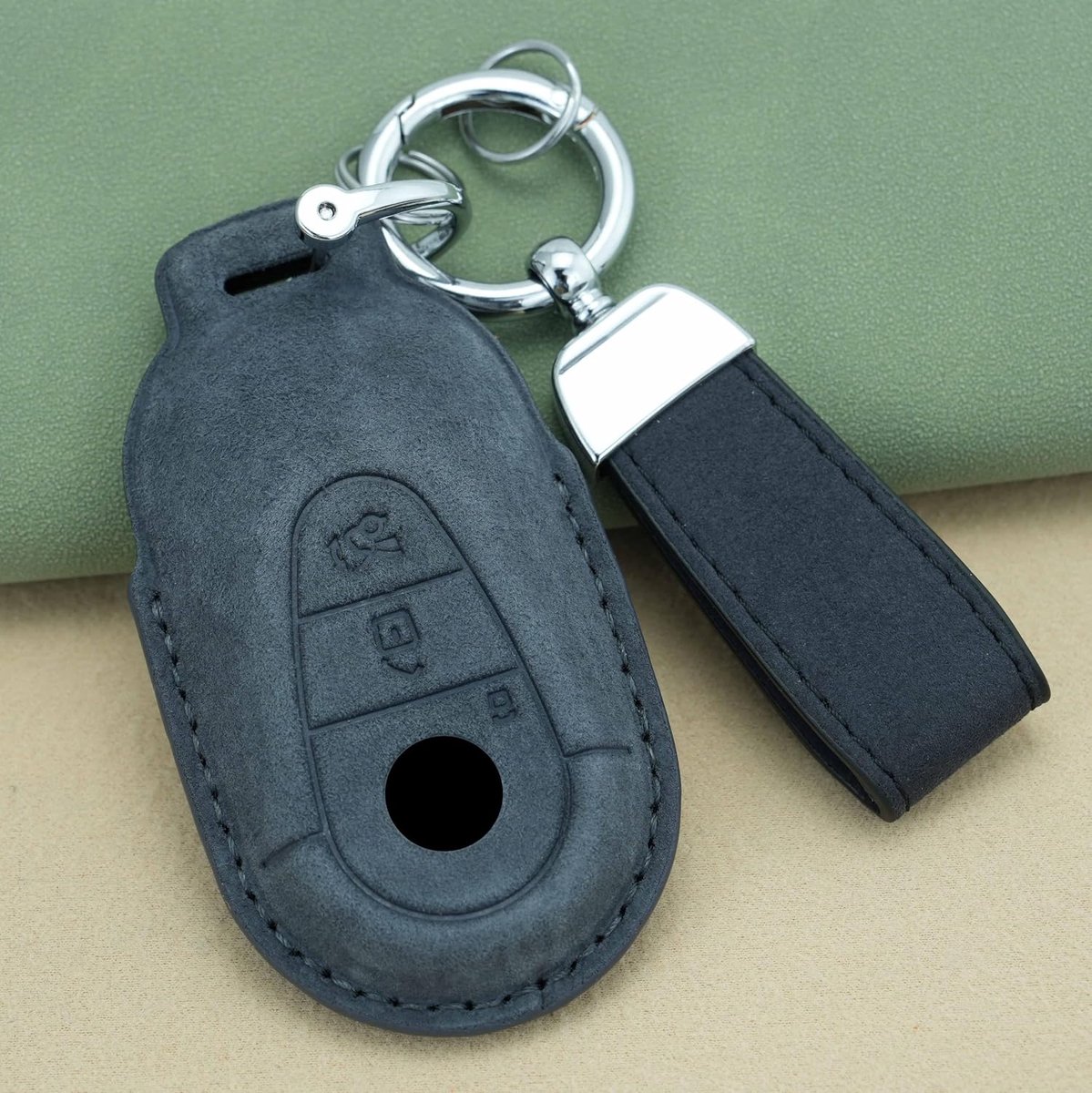 ontto Suède autosleutelhoes voor Mercedes Benz W206, W223, S350, C260, S400, S450, S500, C S, klasse EQS AMG, beschermhoes, sleutelhanger, etui, cover, accessoires, A zwart
