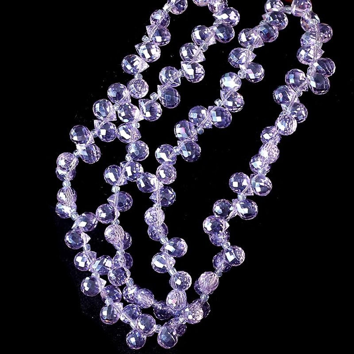 Kralen, glas, facet, glitter, paars, om te rijgen, 1 streng glazen kralen, kleurrijke tussenkralen met gat, glitterkralen, spacer-kralen, voordelige decoratie, handwerk, doe-het-zelf
