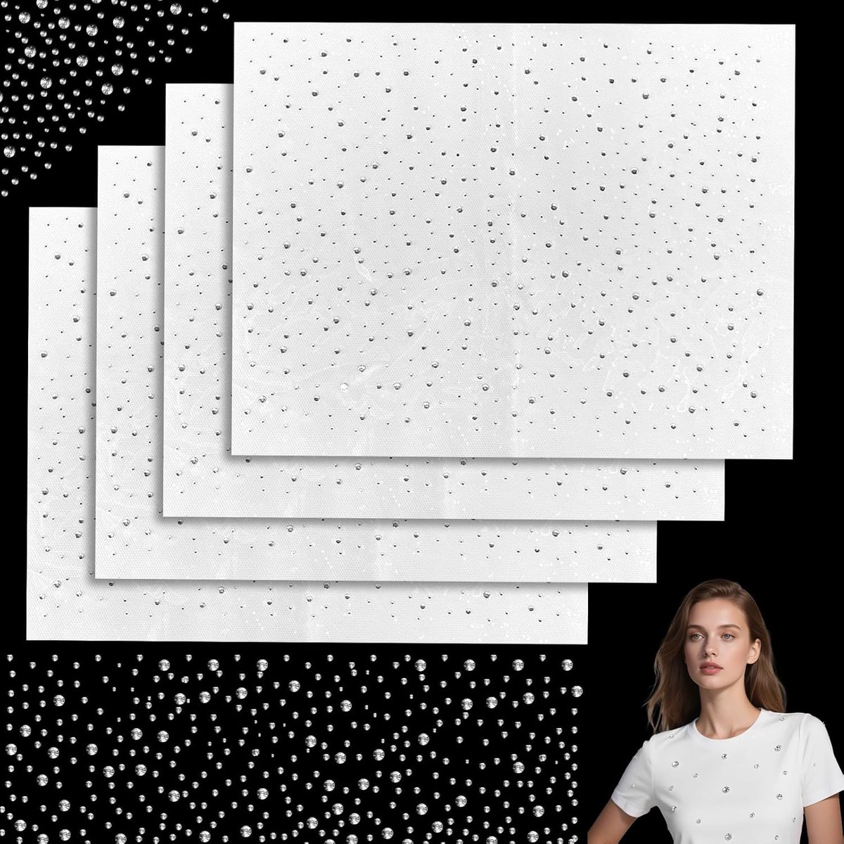 4 vellen strass-steentjes om op te strijken, glitters, hotfix strassstickers, platte ronde kristallen transferpatches voor kleding, jeans, tassen en doe-het-zelf knutselwerk (1,8 mm, 3,5 mm)