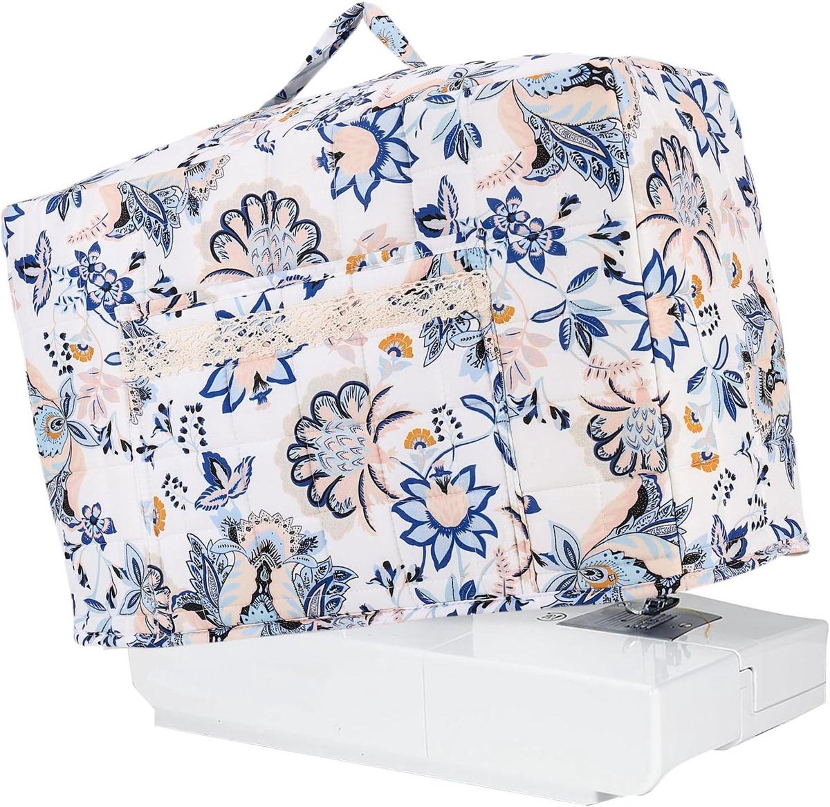 Naaimachinehoes met Zak - Beschermhoes Naaimachine - Naaiwerk Opbergen - Gewatteerd Polyester - 43 x 24 x 35 cm - Meerkleurig