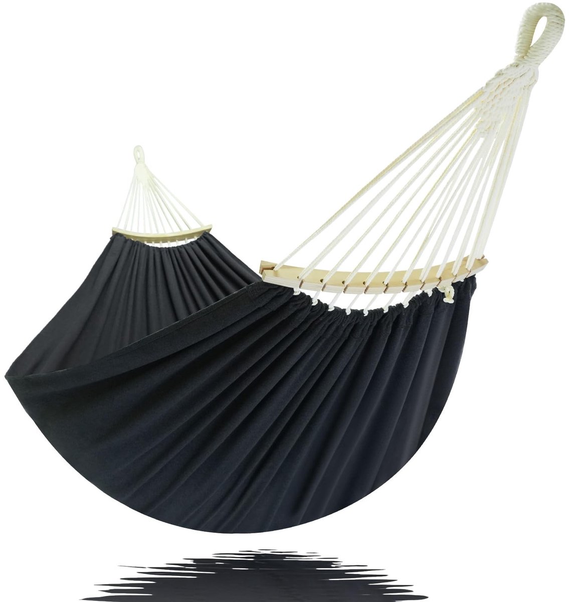Omgoods - Hangmat voor 2 Personen met Verwijderbare Stang en Donkergrijze Kleur