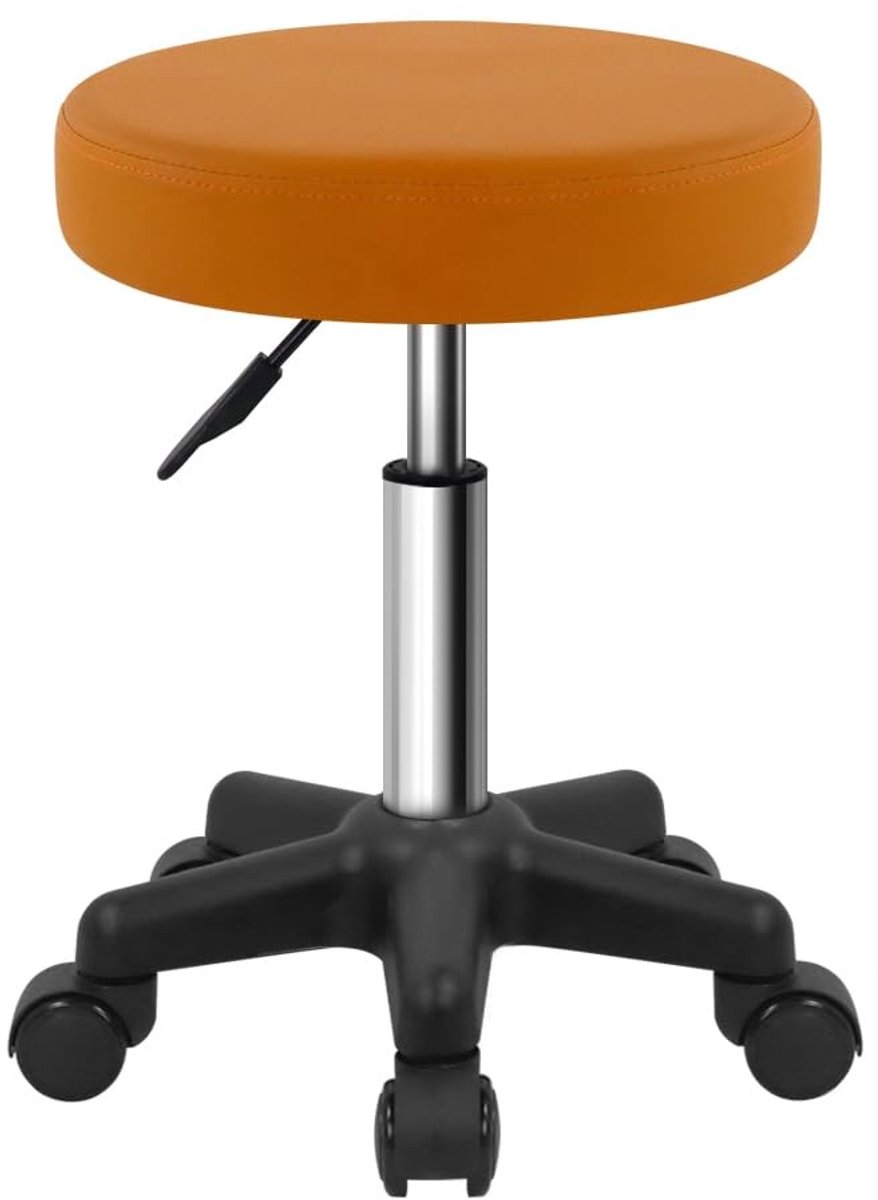 Omgoods - Ronde Rolkruk met Wielen - Hoogte Verstelbare Kruk voor Salon en Thuisgebruik