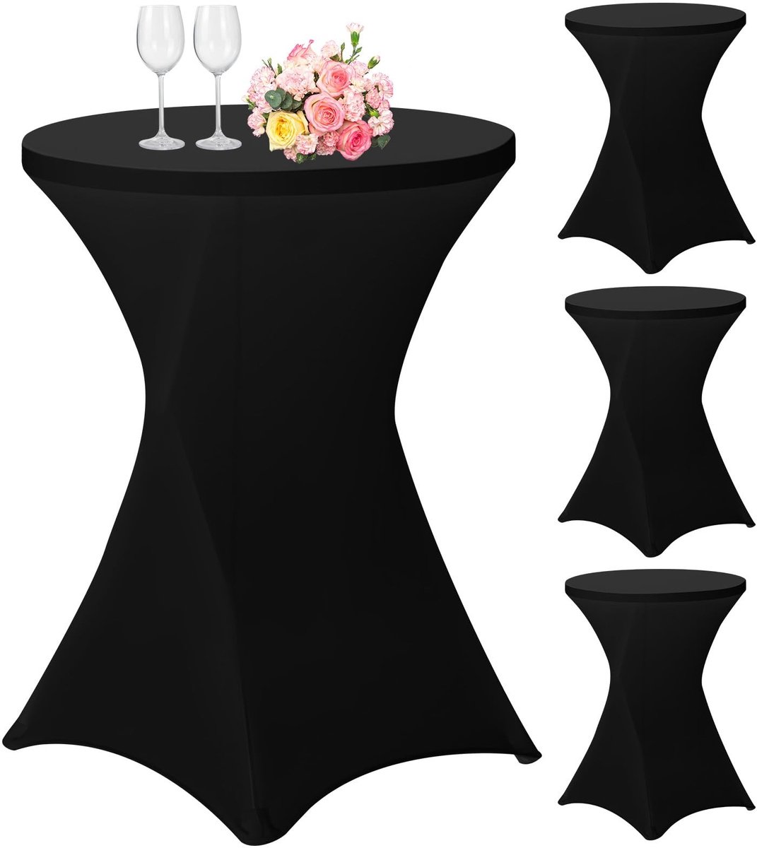 Omgoods - Set van 4 Rekbare Bistro Tafelcovers voor Tafel met Diameter 80-85 cm