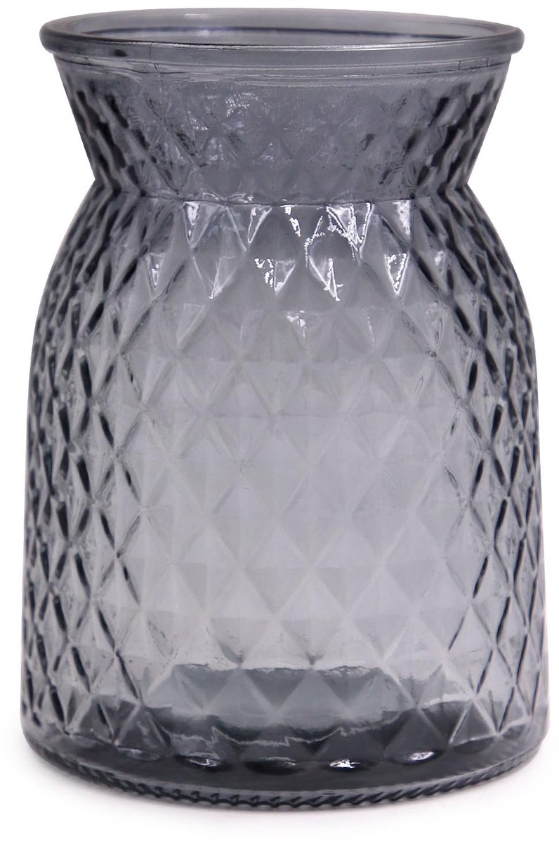 Omgoods - Glazen Vaas met Lattice Textuur en Moderne Vormgeving (Grijs)