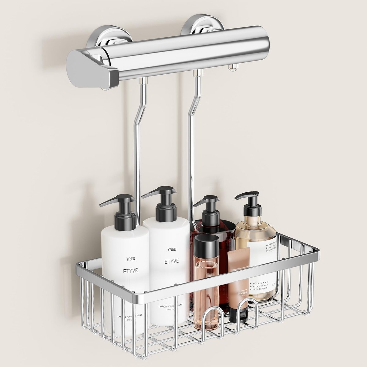 Omgoods- Douchemand zonder boren - Doucherek hangend - Shampoo houder - Badkamer rek - Roestvrij staal - 30 x 13 x 37,5 cm