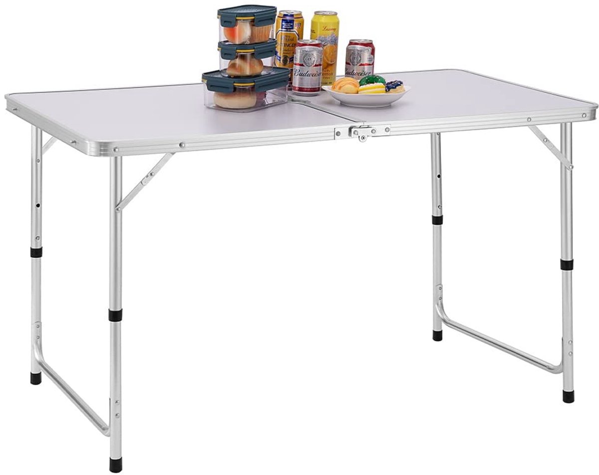 Omgoods - Opvouwbare Campingtafel met Verstelbare Hoogte en Aluminium Frame