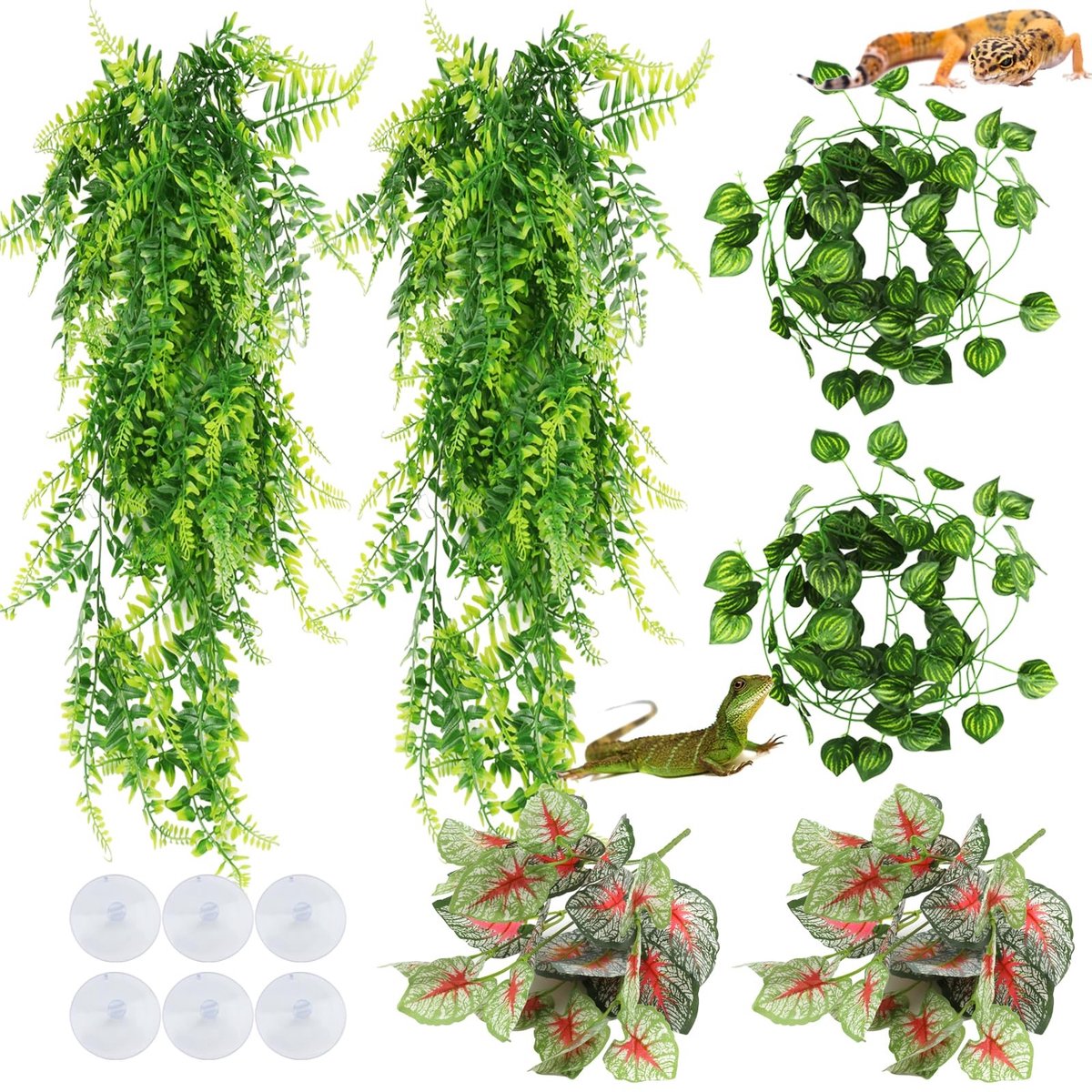Omgoods - Kunstplant Hangend voor Terrarium Decoratie en Reptielen
