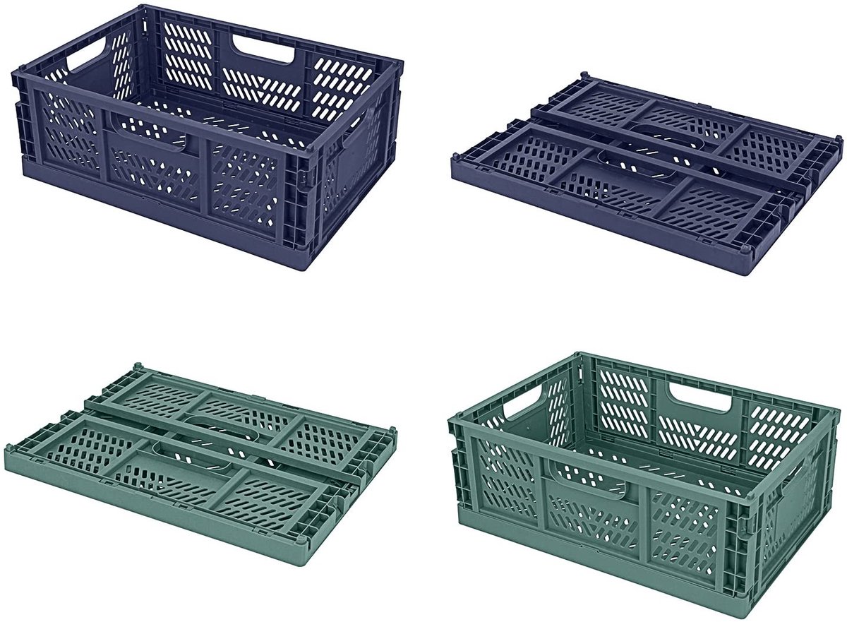 Omgoods - Vouwbare Opbergdozen - Set van 4 - Grote Plastic Kratten