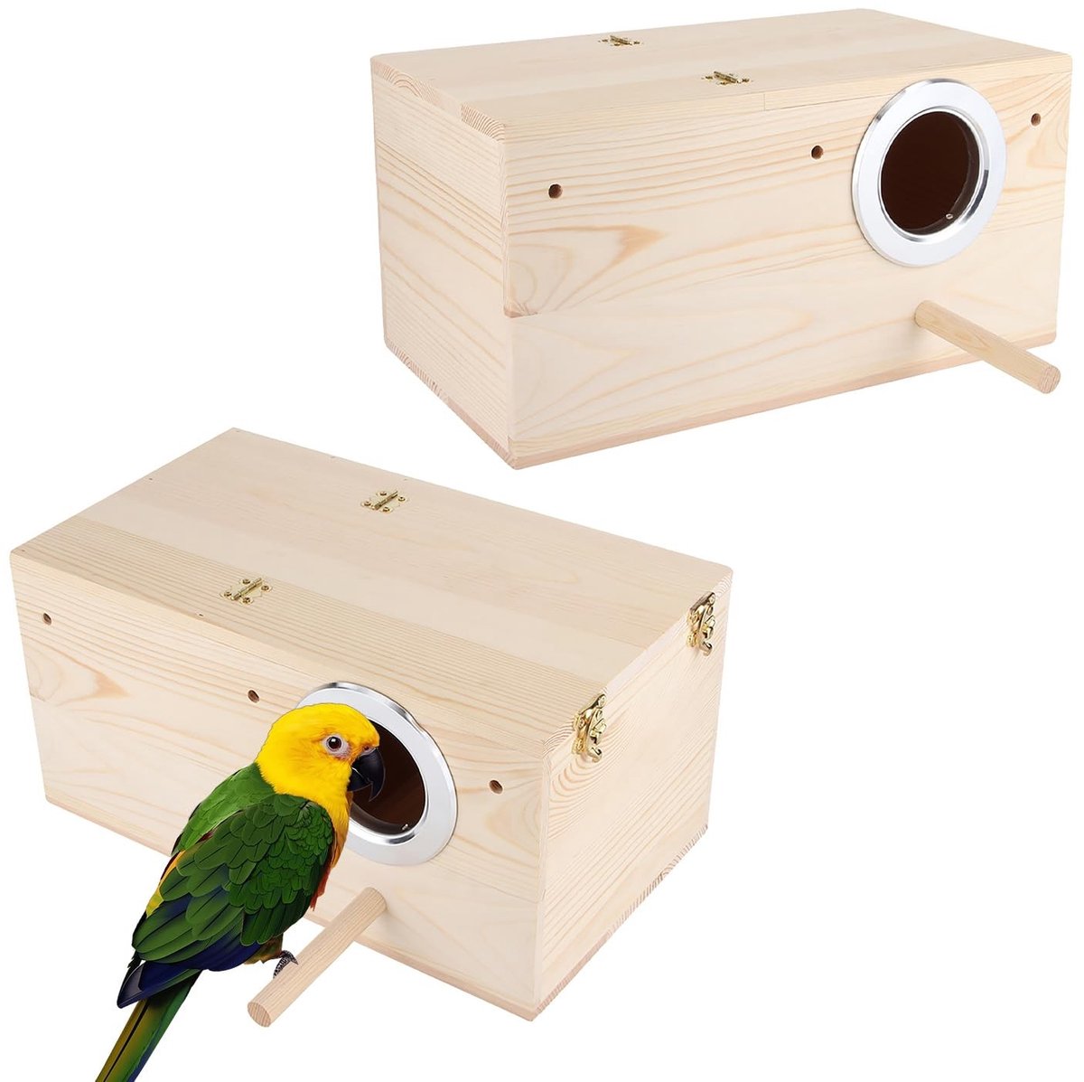 Omgoods- Nestkast Houten Vogelhuis - Vogelkooi Huis - Papegaaien Kweekkast - Tuindecoratie - 34x19,5x17 cm - Elegantie en kwaliteit