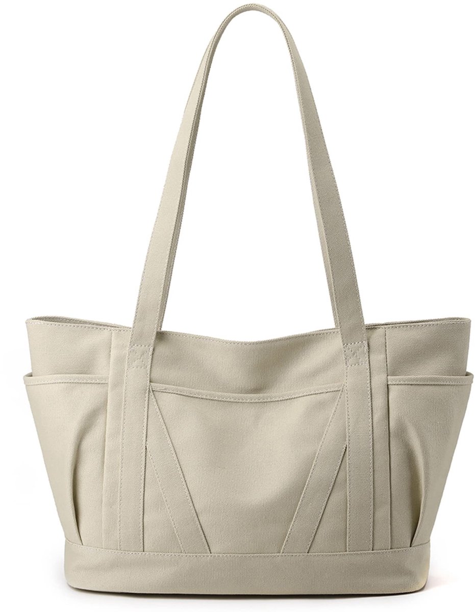 Omgoods - Grote Canvas Tote Bag met Ritssluiting