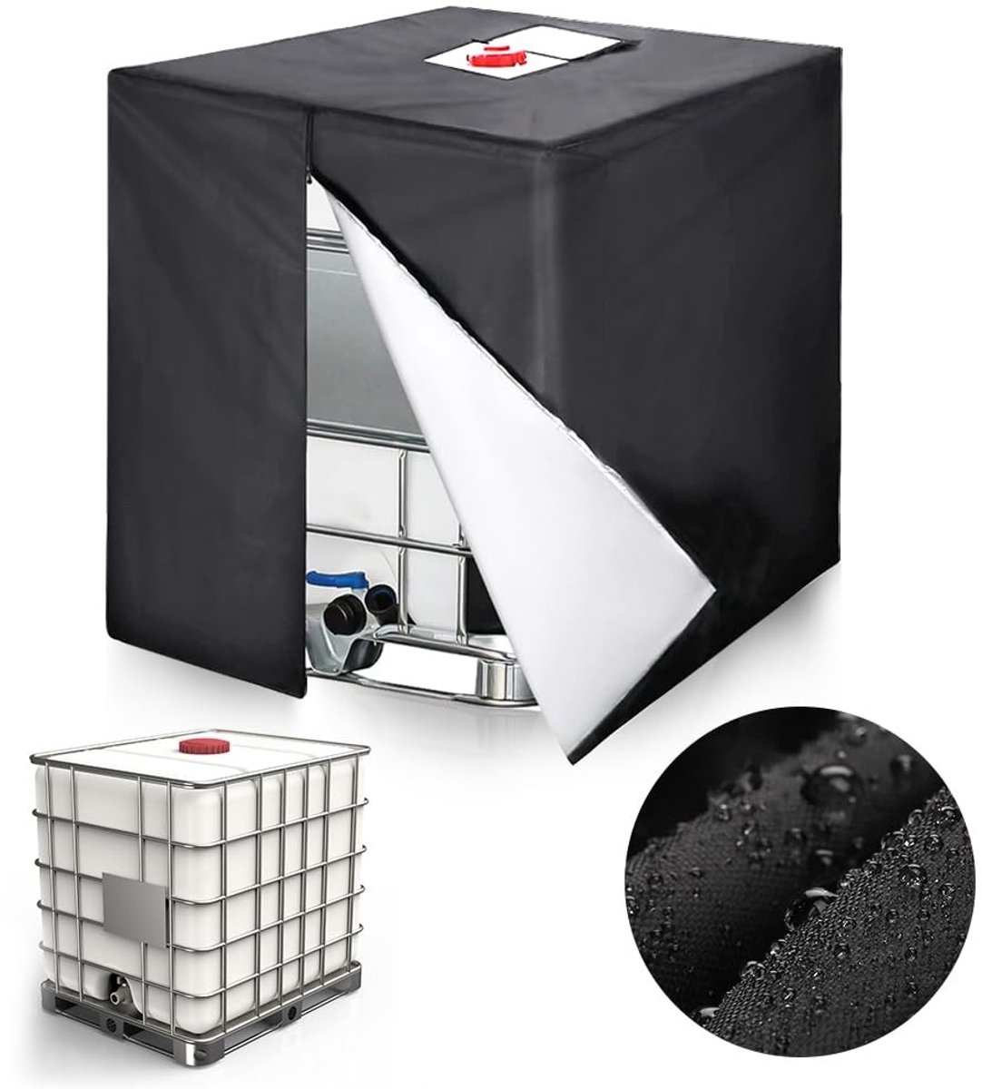 Omgoods- IBC Tank Cover Waterdicht - Beschermende Zeil - 1000 Liter - UV-bestendig - Algenvorming Verminderen - Oxford Stof - Watertankhoes