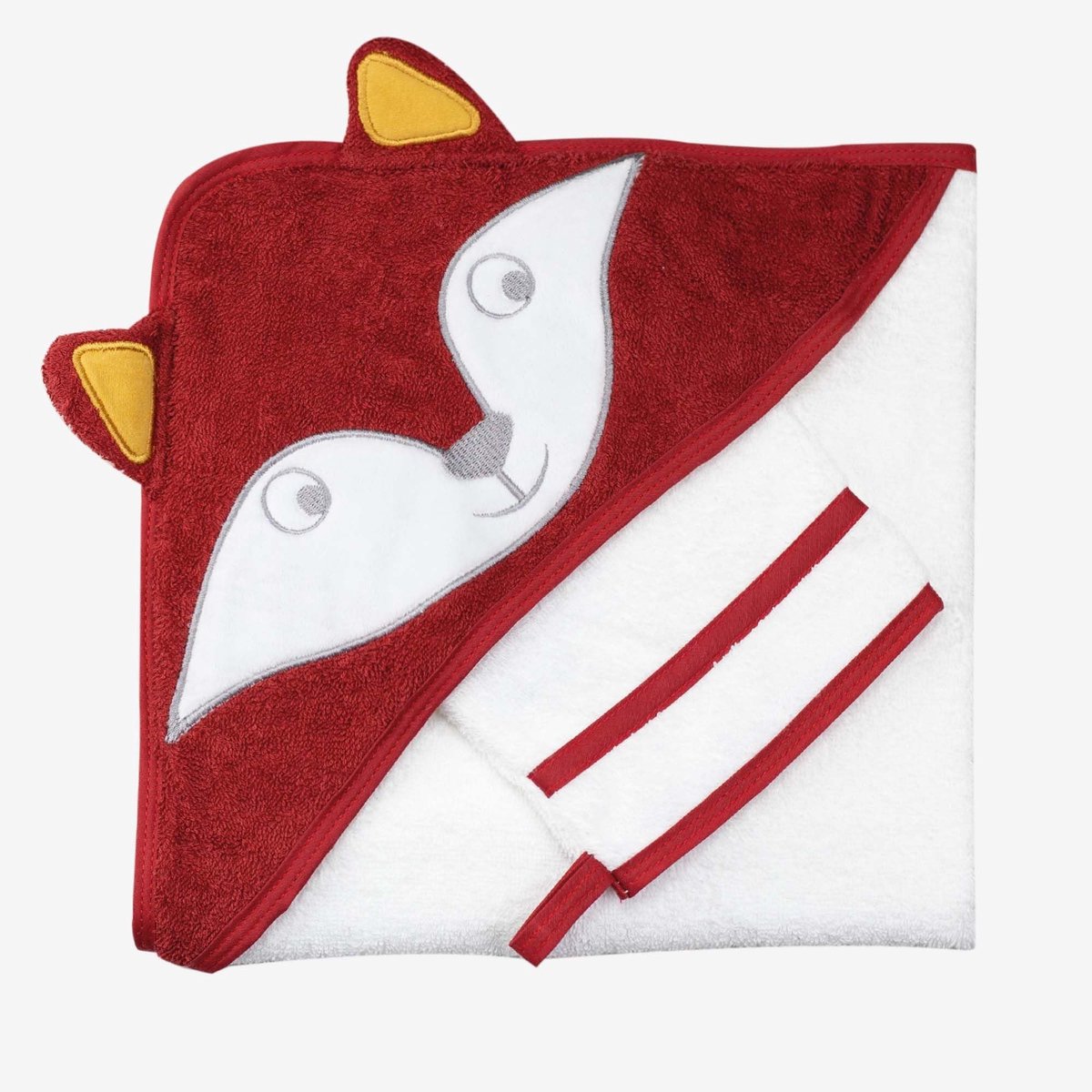 Omgoods - Baby Badcape en Vos Handschoen Set, Zacht en Absorberend