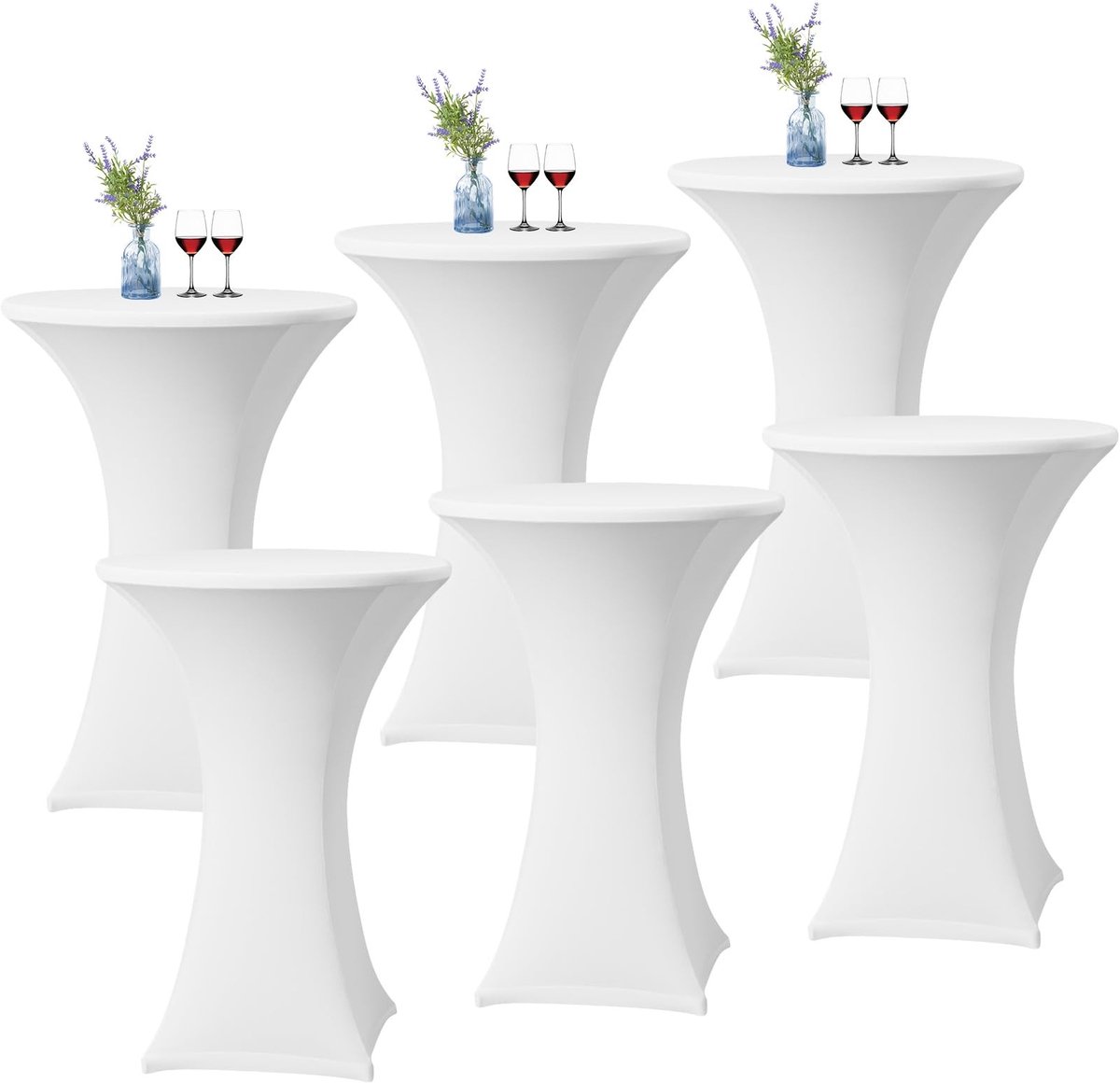 Omgoods - Set van 6 Witte Spandex Tafelkleed Voor Bistro Tafels