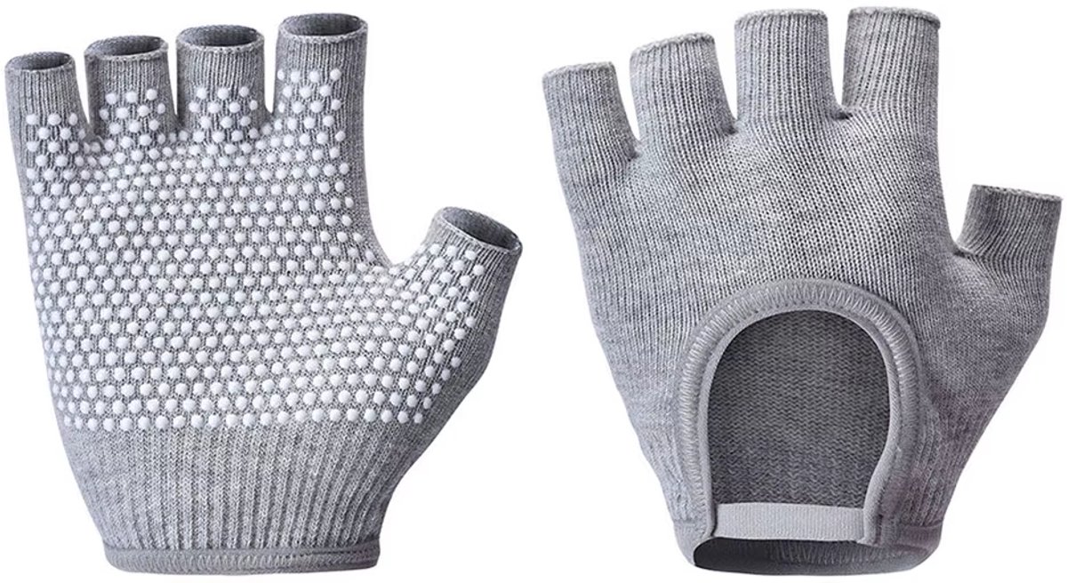 Antislip Yoga Handschoenen Dames – Half Finger Grip Handschoenen voor Pilates, Fitness, Gym & Workout - Grijs