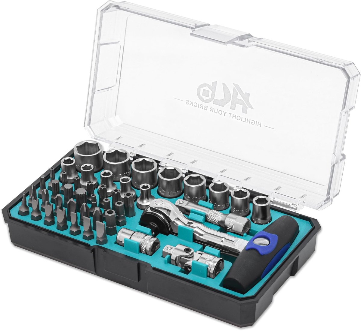 Omgoods - 49-delige 1/4" Steeksleutelset met 90T Ratchet en Opbergtas