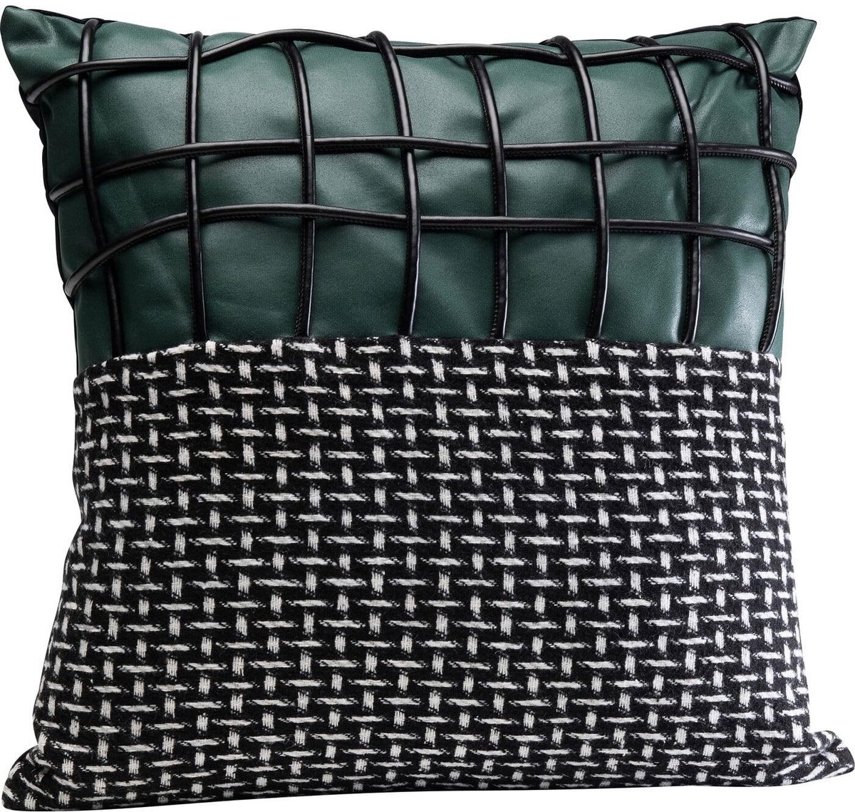 Omgoods - Kussen Ella Duo 45x45cm Zwart/Groen met Afneembare Cover