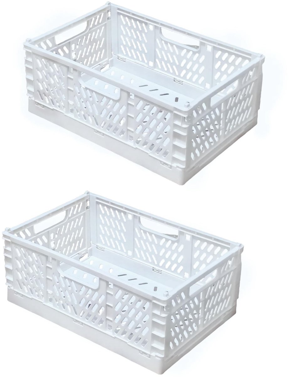 Omgoods - Set van 2 Vouwbare Opbergdozen, Wit, 43×29×17 cm