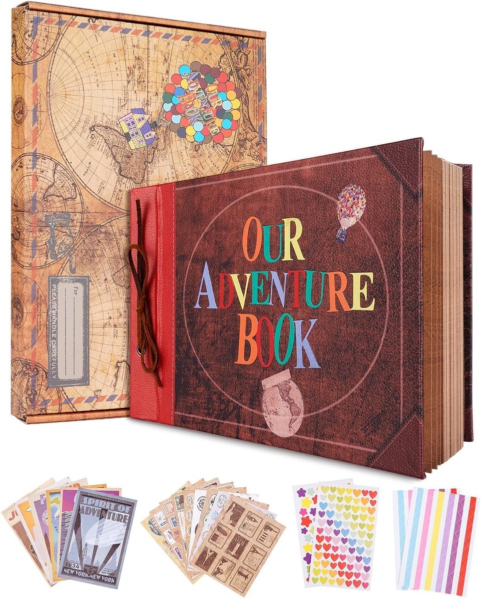 Omgoods - Our Adventure Book fotoalbum, retrostijl voor herinneringen en reizen