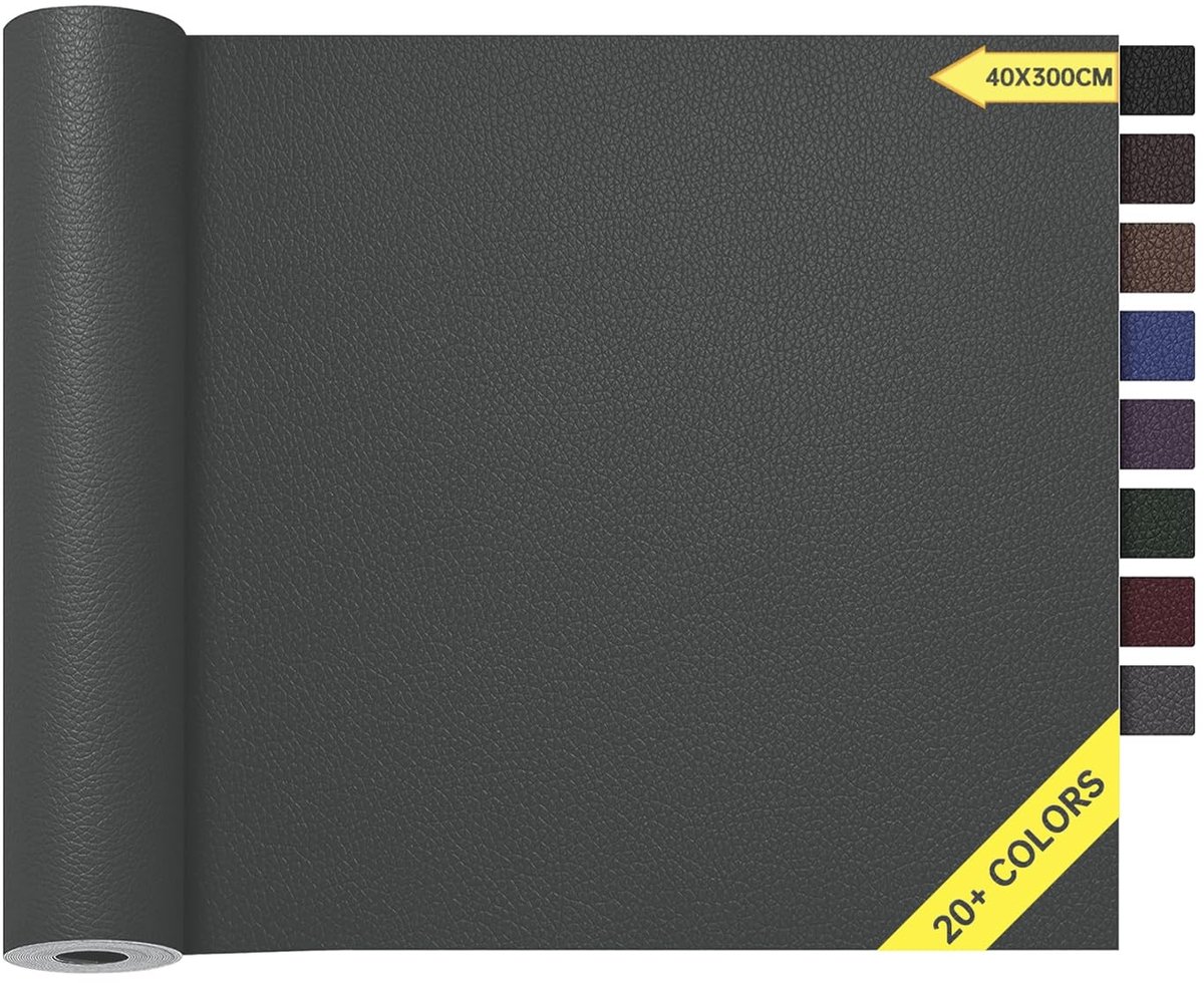 Omgoods - Zelfklevende Nepleren Reparatietape, 40 x 300 cm, Donkergrijs
