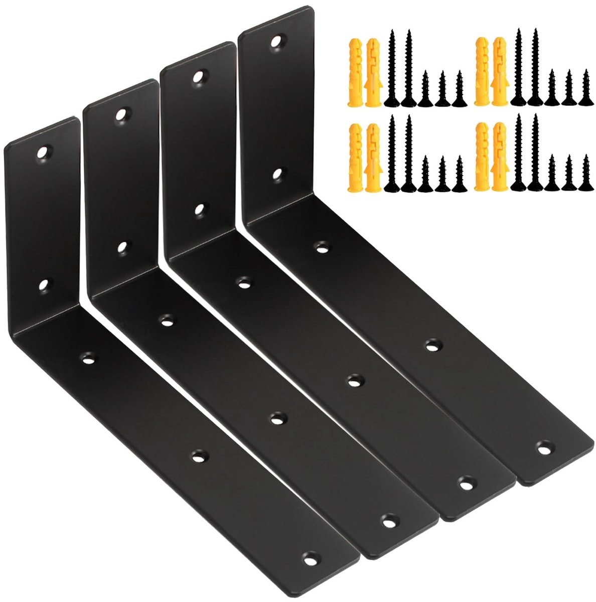 Omgoods - 4 Stuks Hoekbeugels voor Planken, Zwart Staal
