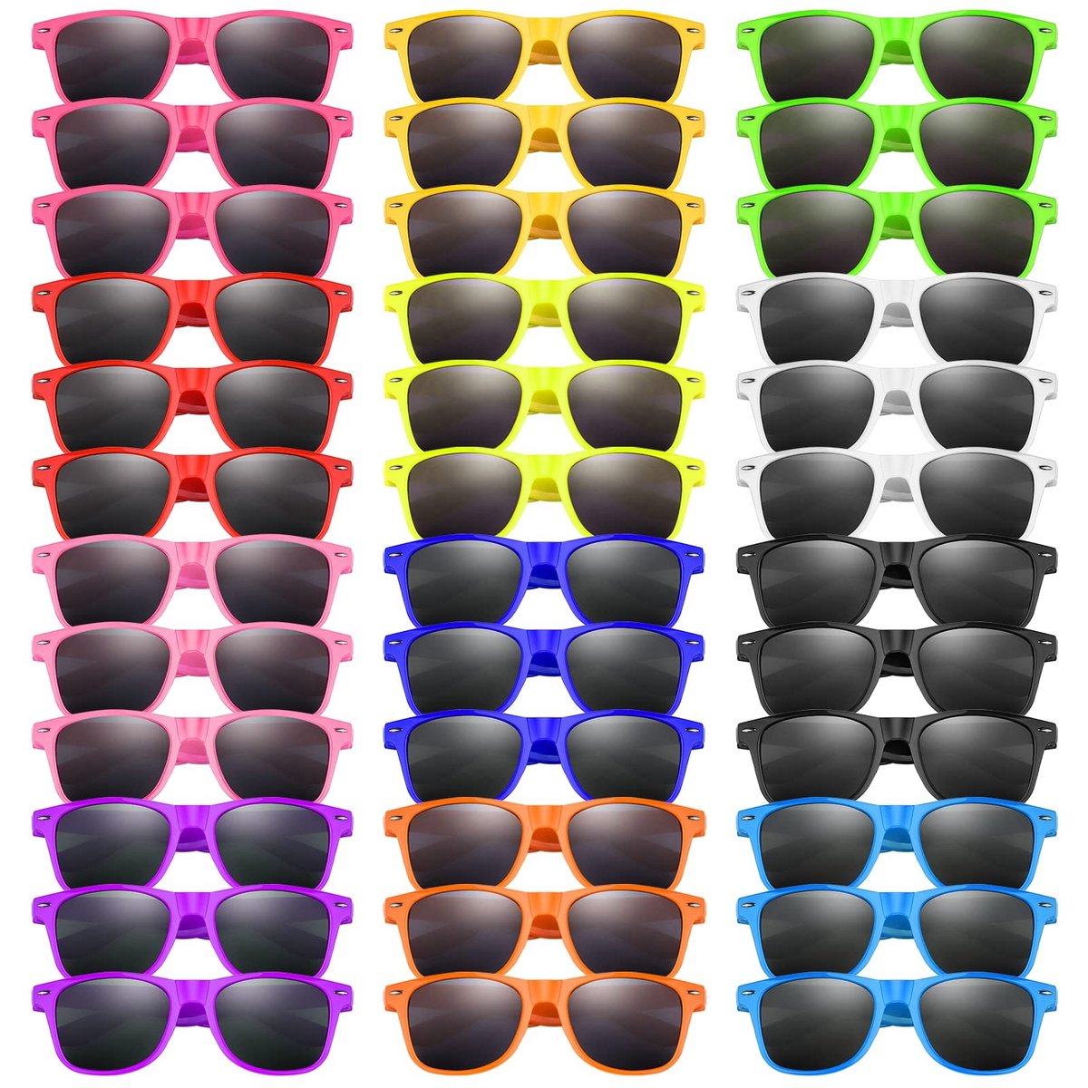 Omgoods - 36 Stuks Neon Zonnebrillen voor Kinderen in Diverse Kleuren