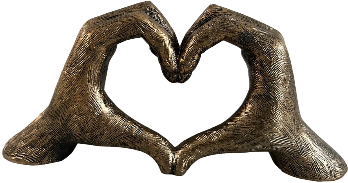 Omgoods - Sculptuur van Handen met Liefdegebaar in Antiek Goud