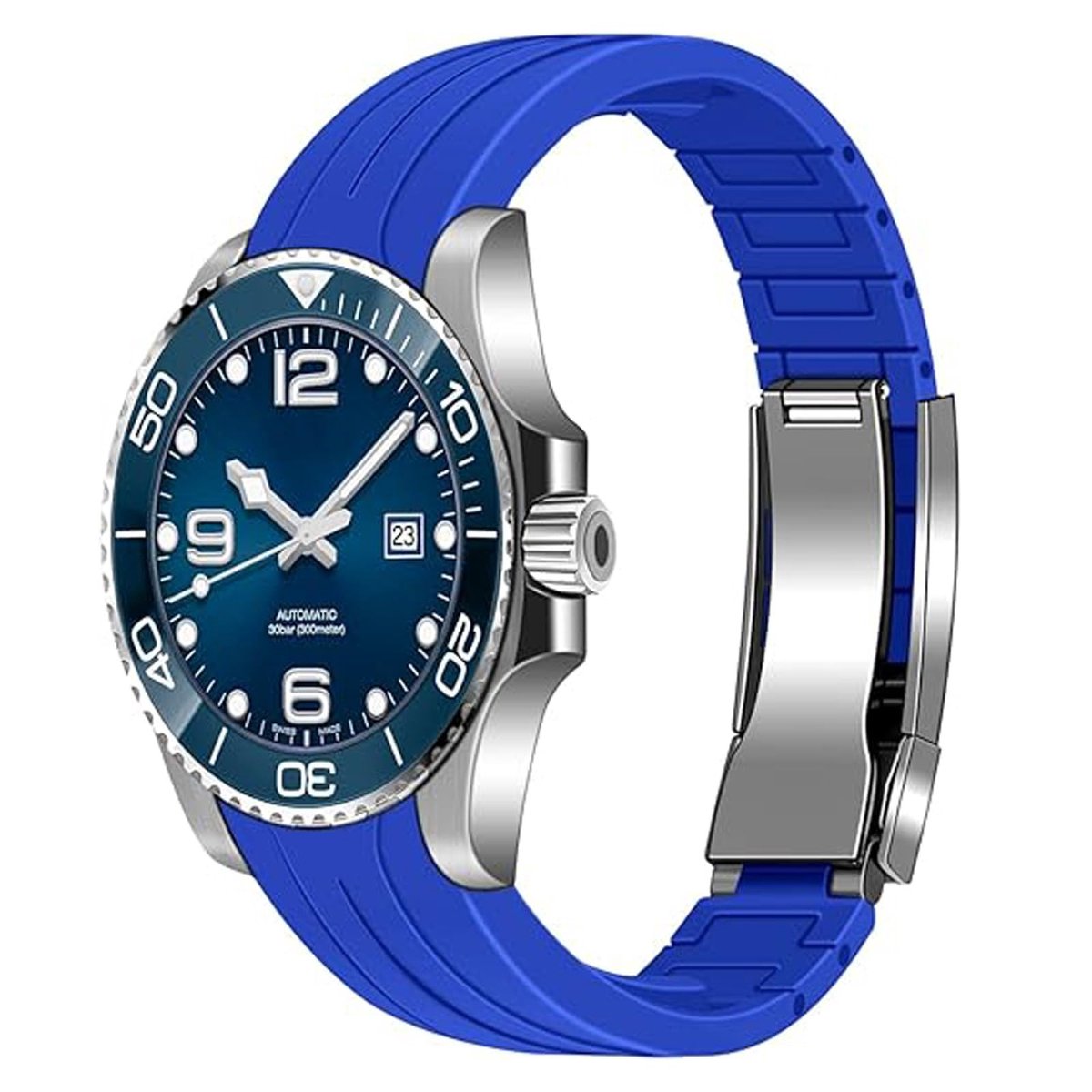 Omgoods - Rubber Horlogeband met Curved Ends in Blauw